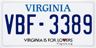 VA license plate VBF3389