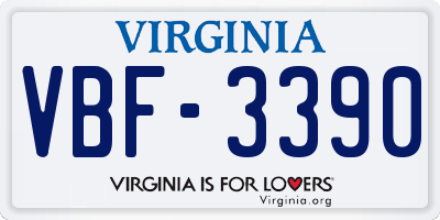 VA license plate VBF3390