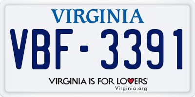 VA license plate VBF3391