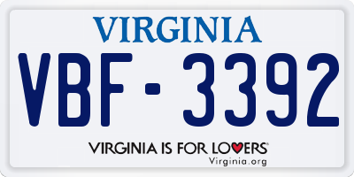 VA license plate VBF3392