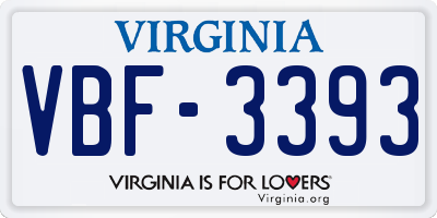 VA license plate VBF3393