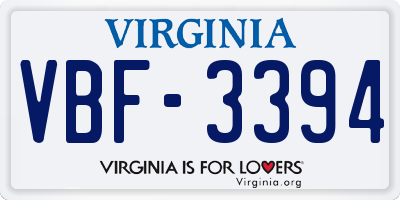 VA license plate VBF3394
