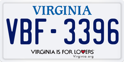 VA license plate VBF3396