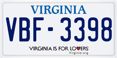 VA license plate VBF3398
