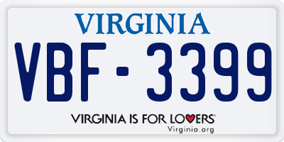 VA license plate VBF3399