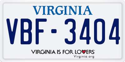 VA license plate VBF3404
