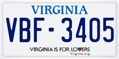 VA license plate VBF3405