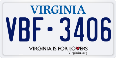 VA license plate VBF3406