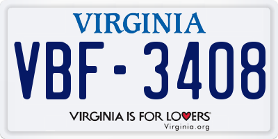VA license plate VBF3408