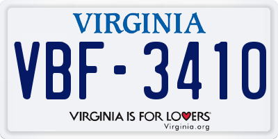 VA license plate VBF3410