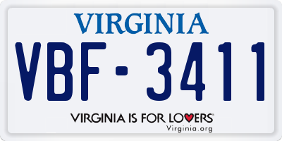 VA license plate VBF3411