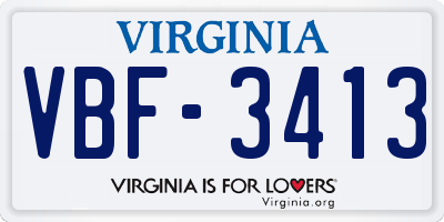 VA license plate VBF3413