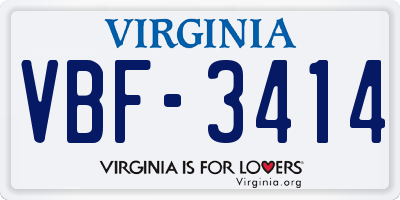 VA license plate VBF3414