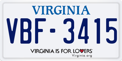 VA license plate VBF3415