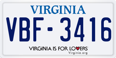 VA license plate VBF3416