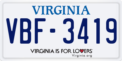 VA license plate VBF3419