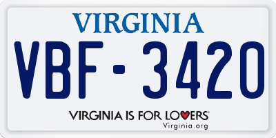 VA license plate VBF3420
