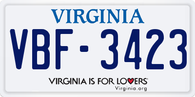 VA license plate VBF3423