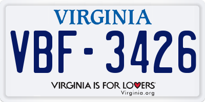 VA license plate VBF3426