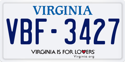VA license plate VBF3427