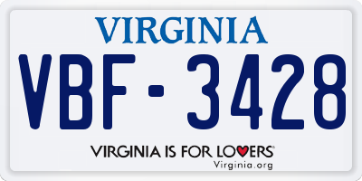 VA license plate VBF3428