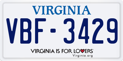 VA license plate VBF3429