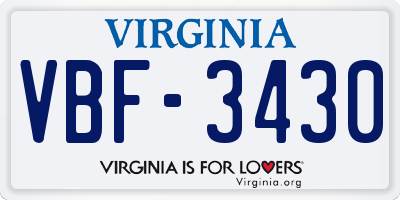 VA license plate VBF3430