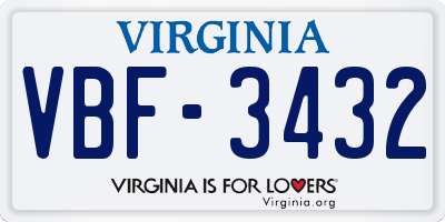 VA license plate VBF3432