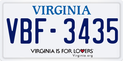 VA license plate VBF3435