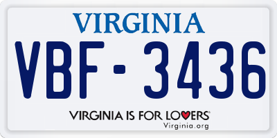 VA license plate VBF3436