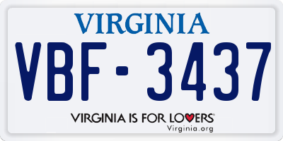 VA license plate VBF3437