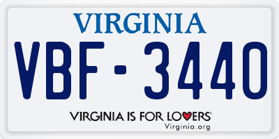 VA license plate VBF3440