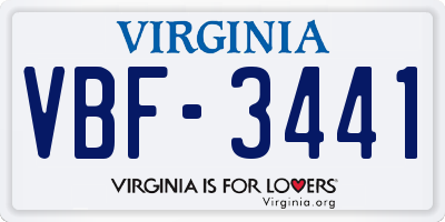 VA license plate VBF3441