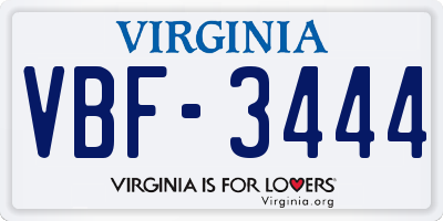 VA license plate VBF3444