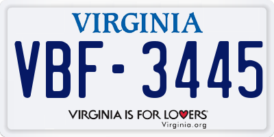 VA license plate VBF3445