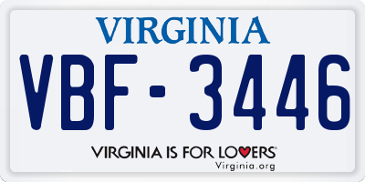 VA license plate VBF3446