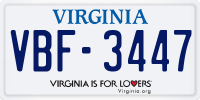 VA license plate VBF3447