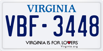 VA license plate VBF3448