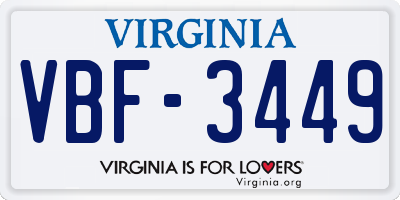 VA license plate VBF3449