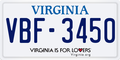 VA license plate VBF3450