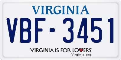 VA license plate VBF3451