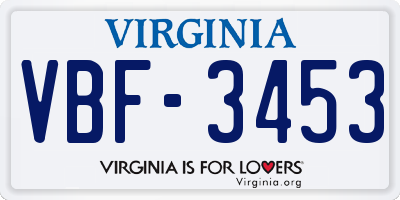 VA license plate VBF3453