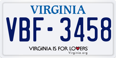 VA license plate VBF3458