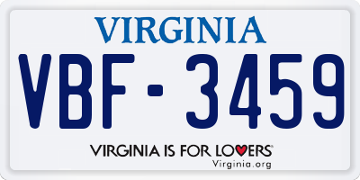 VA license plate VBF3459