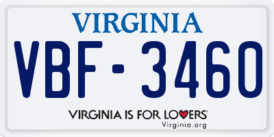 VA license plate VBF3460
