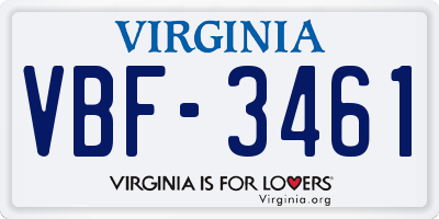 VA license plate VBF3461