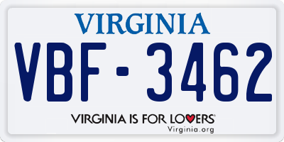VA license plate VBF3462