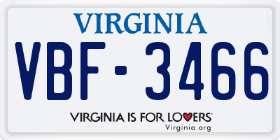 VA license plate VBF3466