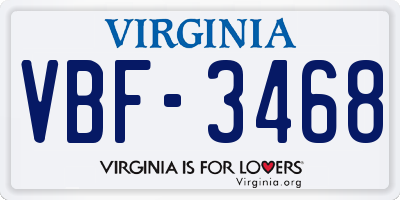 VA license plate VBF3468