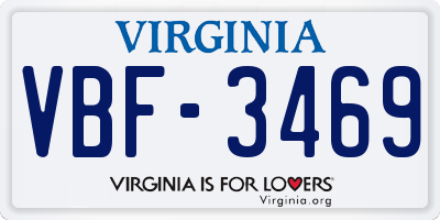 VA license plate VBF3469